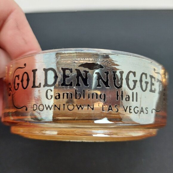 VTG Old Las Vegas Golden Nugget Gambling Hall Ashtray Iridescent Amber Color - Picture 6 of 6